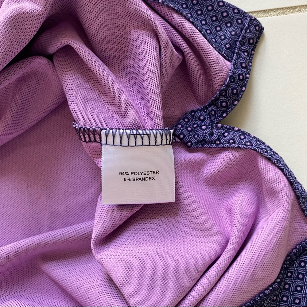 Peter Millar Summer Comfort Polo Golf Shirt Size XXL Purple White Pattern - Picture 5 of 6